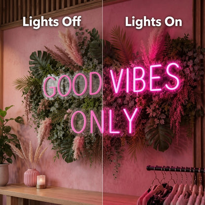 Good Vibes Only LED Neon Sign Living Room Decor Wall Decor - 06 Day Night Comparison