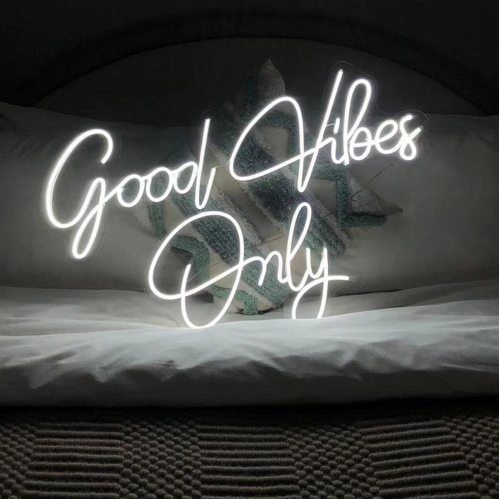 Good Vibes Only Led Neon Sign Pink-Purple Handwritten Style For Home Decor | Shineneon