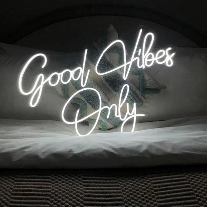 Good Vibes Only Led Neon Sign Pink-Purple Handwritten Style For Home Decor | Shineneon