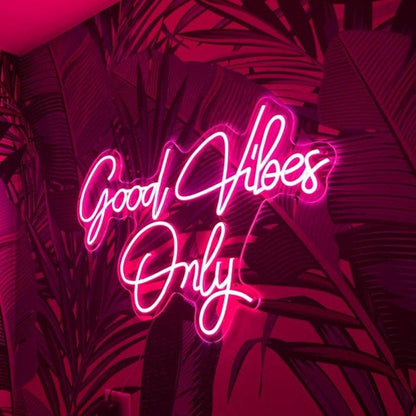 Good Vibes Only Led Neon Sign Pink-Purple Handwritten Style For Home Decor | Shineneon