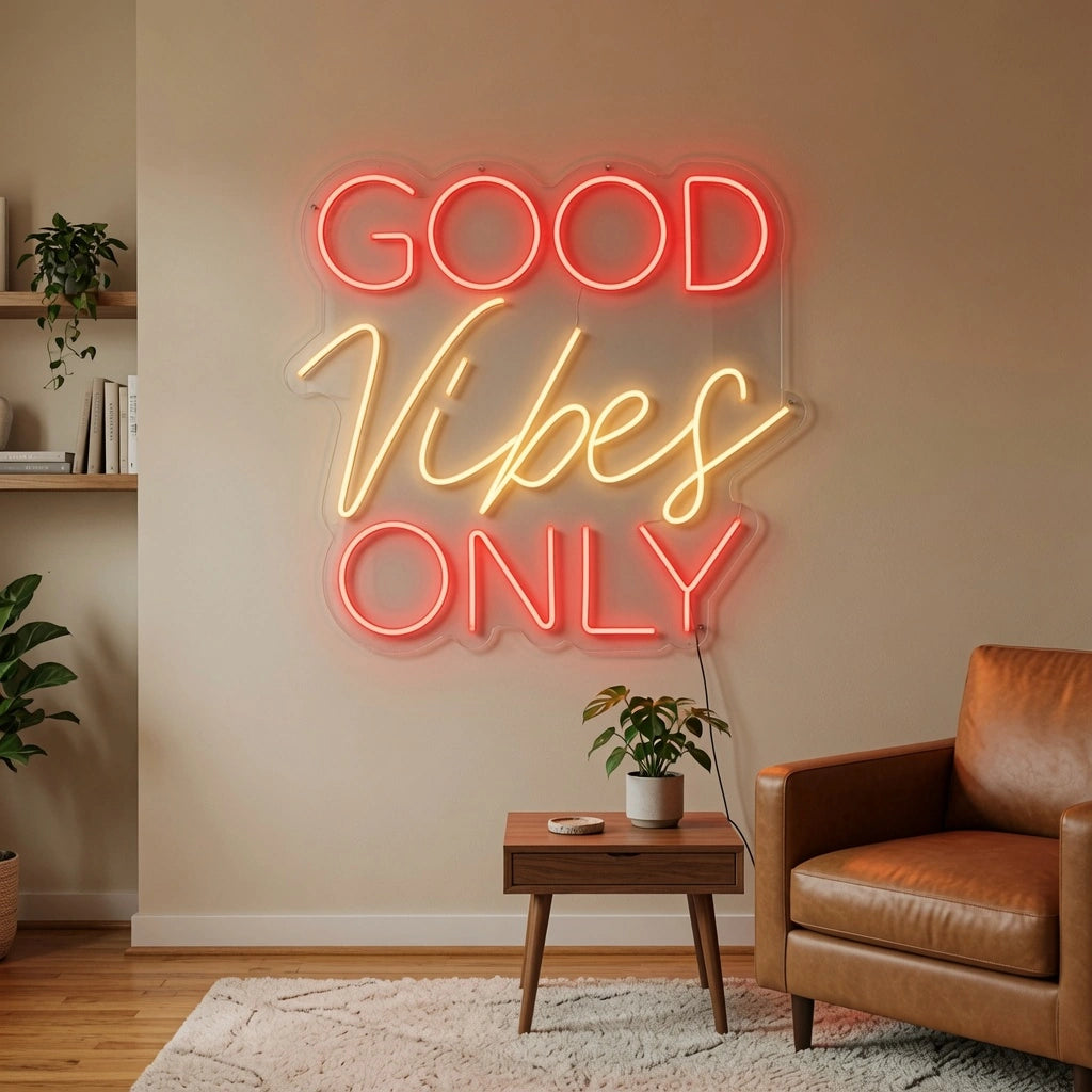 Good Vibes Only LED Neon Sign Wall Art Wall Decor - 03 Real Lifestyle Scene