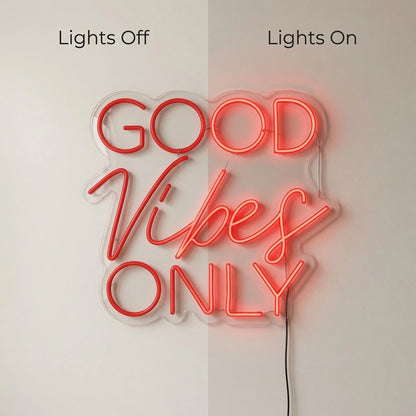Good Vibes Only LED Neon Sign Wall Art Wall Decor - 06 Day Night Comparison