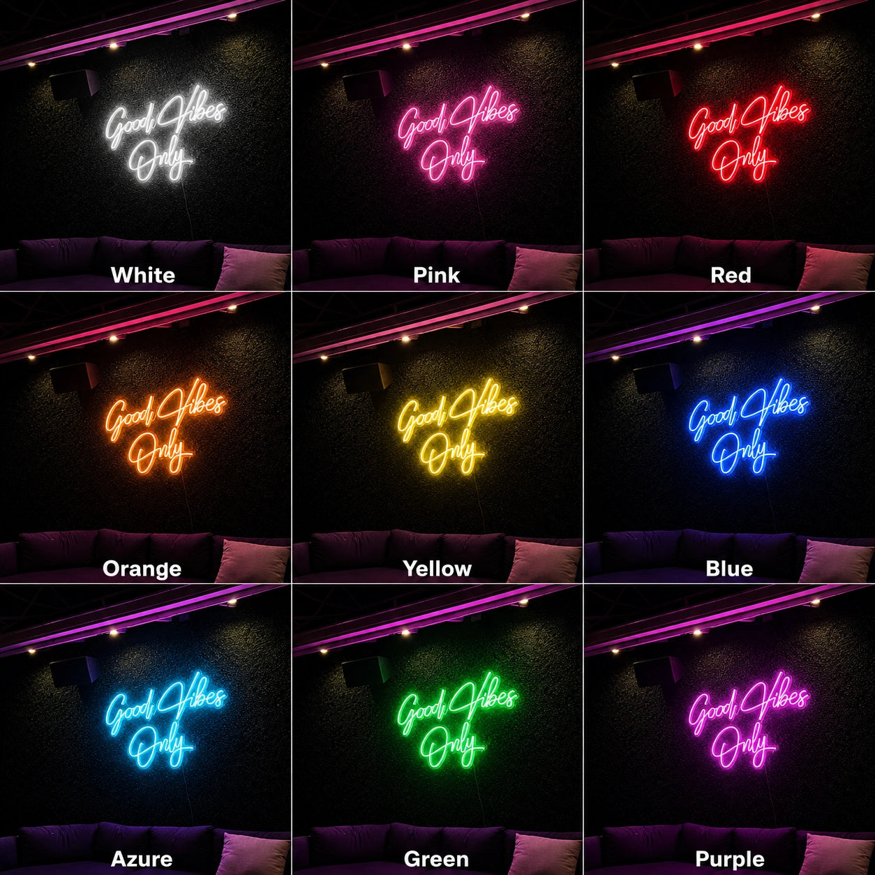 Good Vibes Only LED Neon Sign Wall Decor - 05 Color Grid