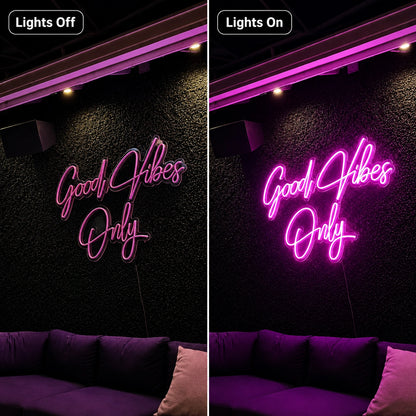 Good Vibes Only LED Neon Sign Wall Decor - 06 Day Night Comparison