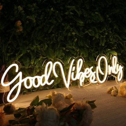 Good Vibes Only Led Yellow Led Neon Sign - Shineneon