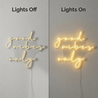 Good Vibes Only Minimal Wall Decor LED Neon Sign - 06 Day Night Comparison