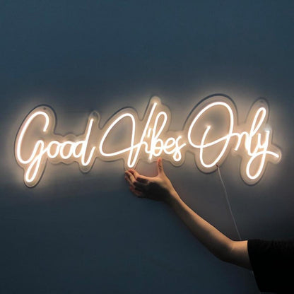 Good Vibes Only Pink Handwritten Led Neon Sign For Bedroom Studio Decor | Shineneon