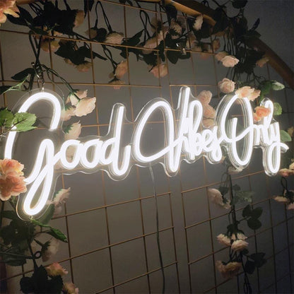 Good Vibes Only Pink Handwritten Led Neon Sign For Bedroom Studio Decor | Shineneon