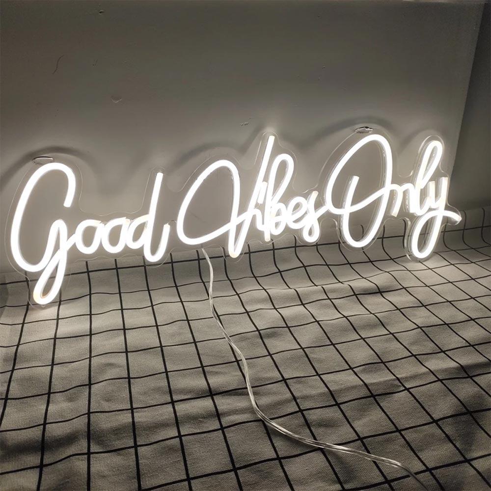 Good Vibes Only Pink Handwritten Led Neon Sign For Bedroom Studio Decor | Shineneon