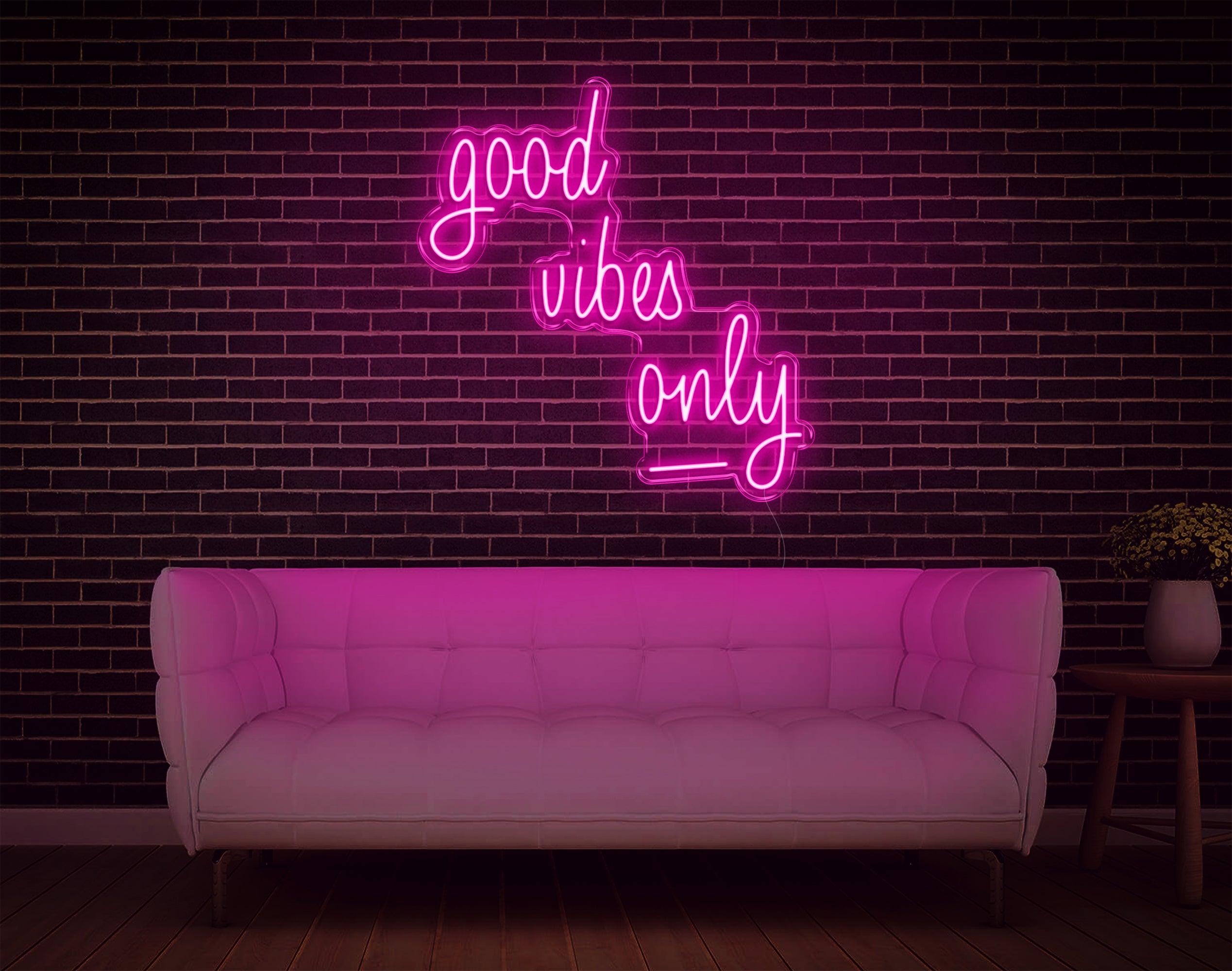Good Vibes Only Pink Handwritten Led Neon Sign For Home Cafe Decor | Shineneon