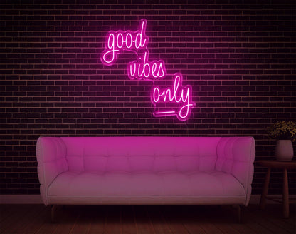 Good Vibes Only Pink Handwritten Led Neon Sign For Home Cafe Decor | Shineneon