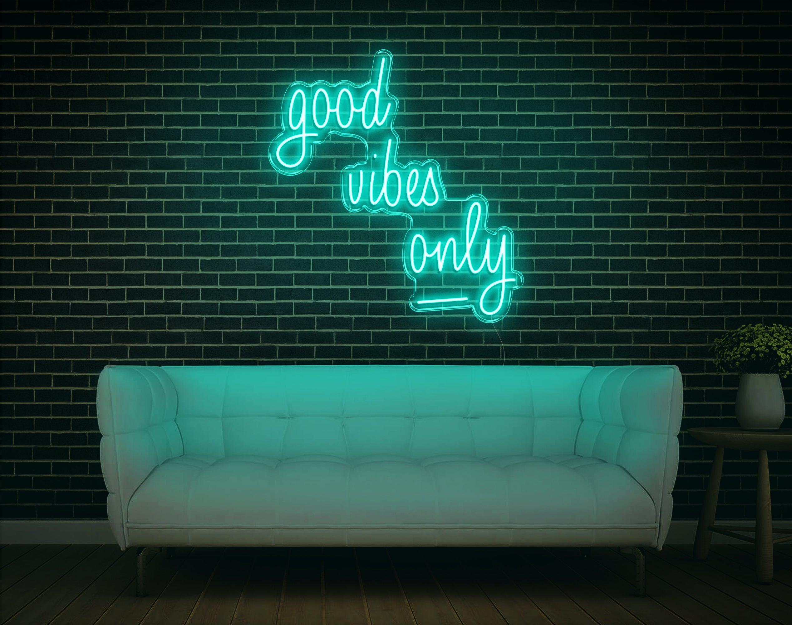 Good Vibes Only Pink Handwritten Led Neon Sign For Home Cafe Decor | Shineneon
