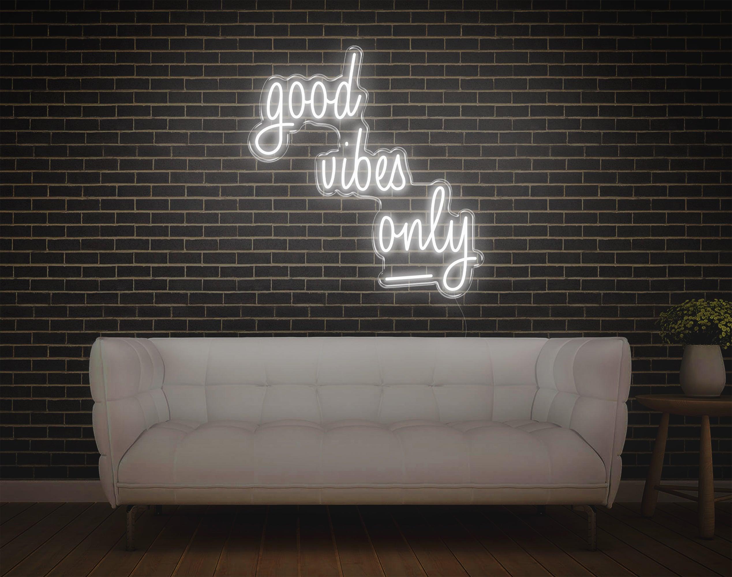 Good Vibes Only Pink Handwritten Led Neon Sign For Home Cafe Decor | Shineneon
