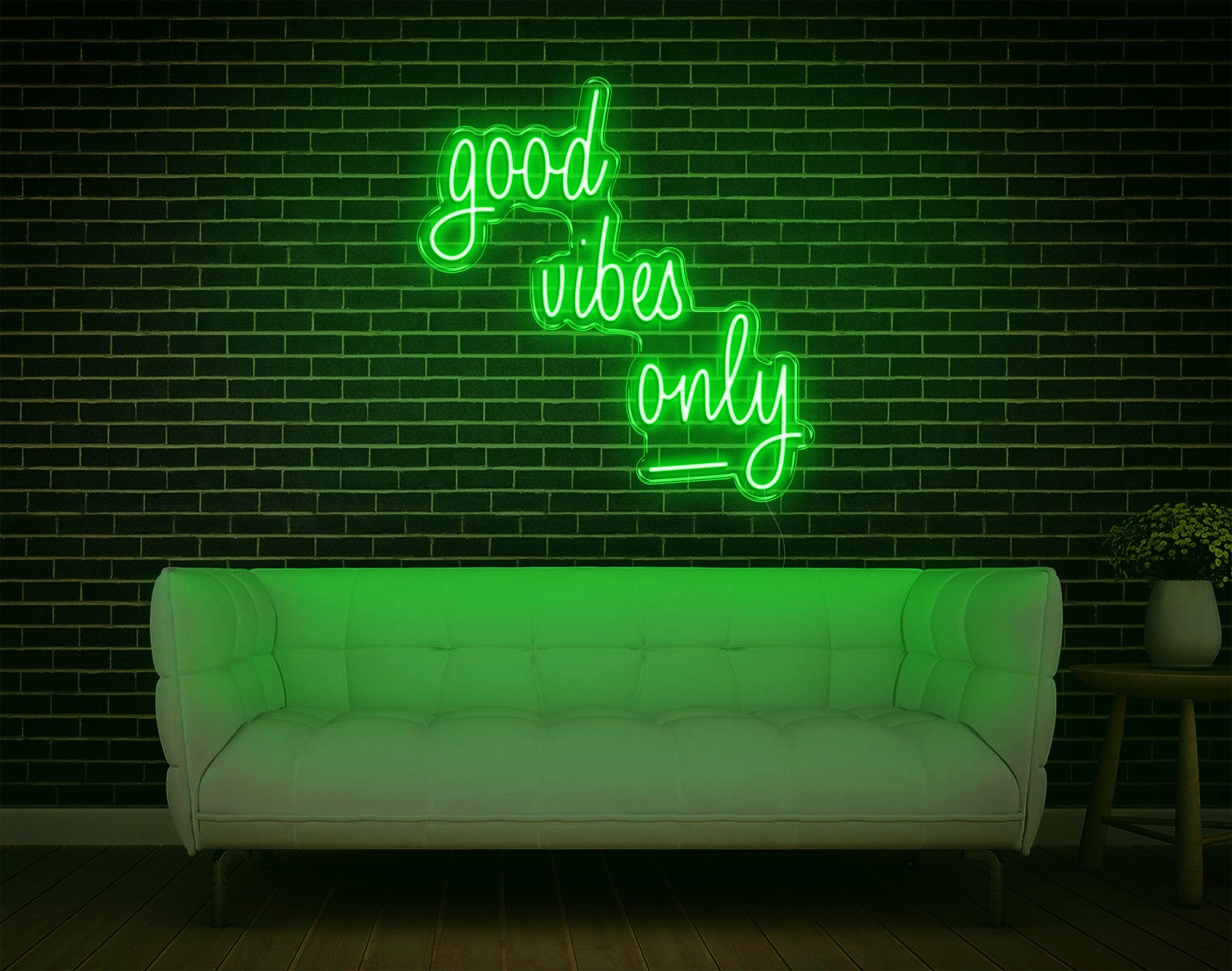 Good Vibes Only Pink Handwritten Led Neon Sign For Home Cafe Decor | Shineneon