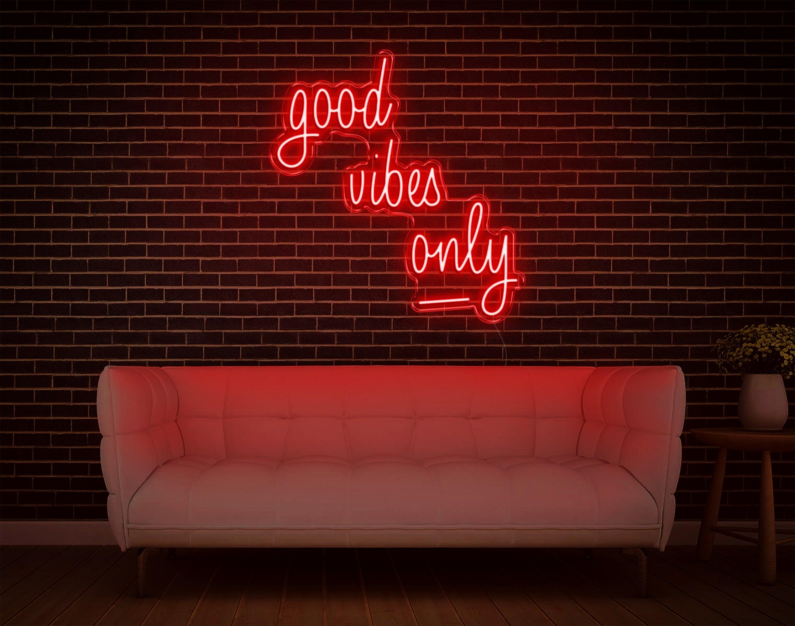 Good Vibes Only Pink Handwritten Led Neon Sign For Home Cafe Decor | Shineneon