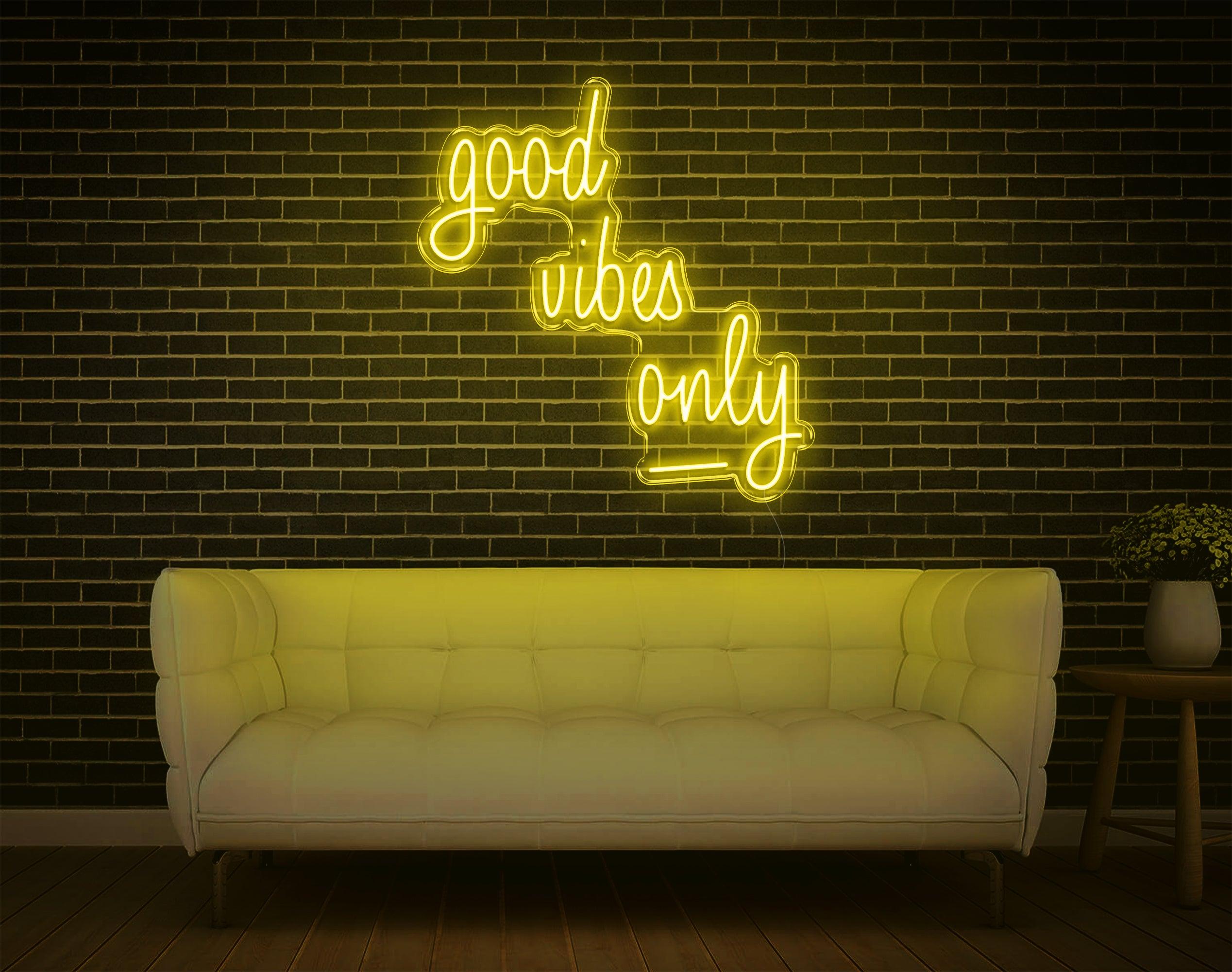 Good Vibes Only Pink Handwritten Led Neon Sign For Home Cafe Decor | Shineneon