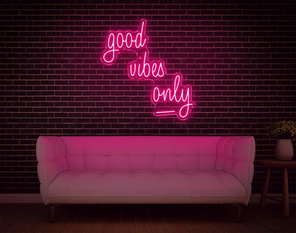 Good Vibes Only Pink Handwritten Led Neon Sign For Home Cafe Decor | Shineneon