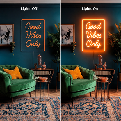 Good Vibes Only Room Decor LED Neon Sign - 06 Day Night Comparison