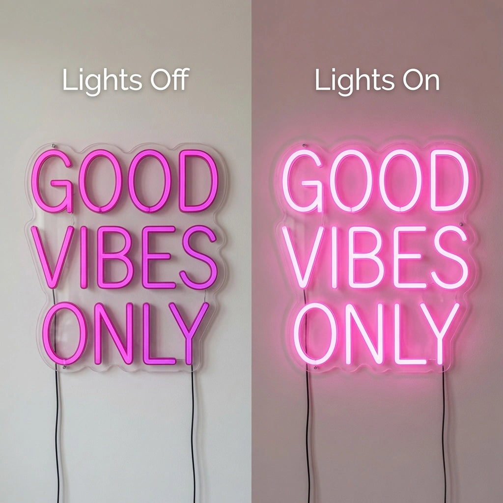 Good Vibes Only Room Decor LED Neon Sign Wall Neon Sign - 06 Day Night Comparison