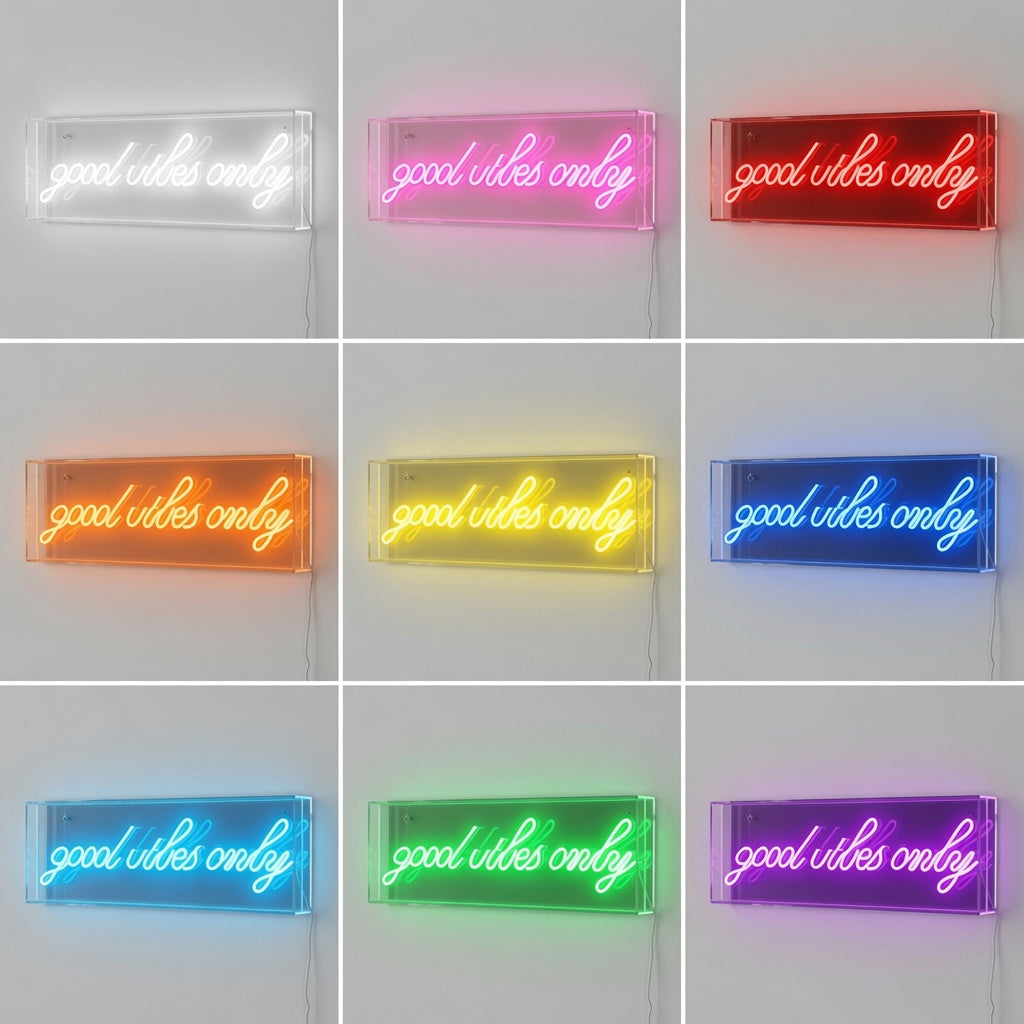 Good Vibes Only Room Wall Decor LED Neon Sign - 05 Color Grid