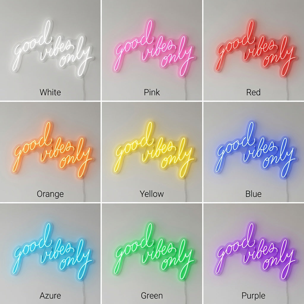 Good Vibes Only Typography Wall Decor LED Neon Sign - 05 Color Grid