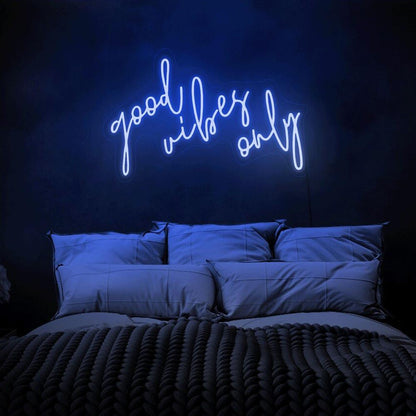 Good Vibes Only Vibrant Purple-Pink Handwritten Led Neon Sign For Home | Shineneon