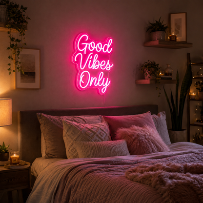 Good Vibes Only Wall Decor Bedroom LED Neon Sign - 03 Real Lifestyle Scene