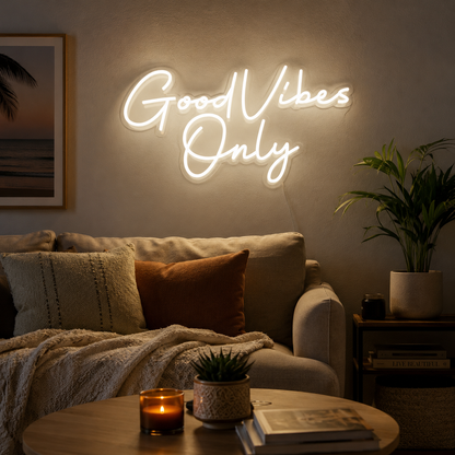 Good Vibes Only Wall Decor LED Neon Sign - 03 Real Lifestyle Scene