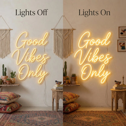 Good Vibes Only Wall Decor LED Neon Sign Wall Neon Sign - 06 Day Night Comparison