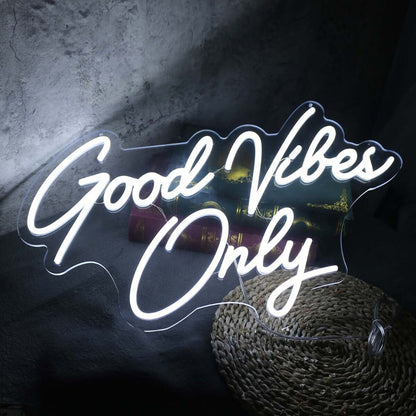 Good Vibes Only White Led Neon Sign | Shineneon