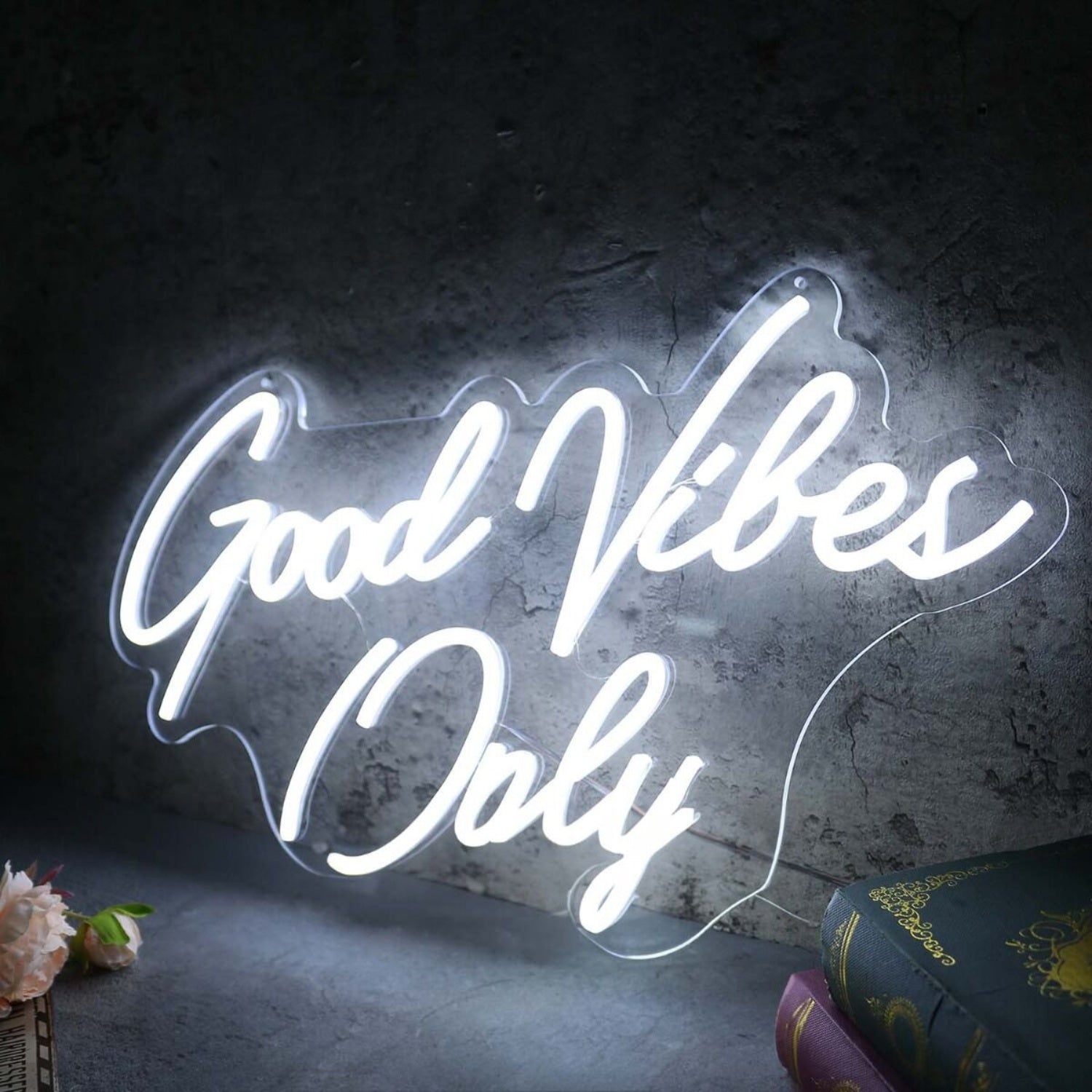 Good Vibes Only White Led Neon Sign | Shineneon