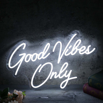 Good Vibes Only White Led Neon Sign - Shineneon