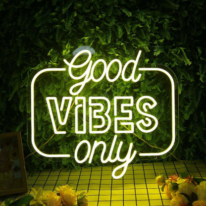 Good Vibes Only Yellow Led Neon Sign - Shineneon