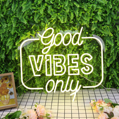 Good Vibes Only Yellow Led Neon Sign - Shineneon