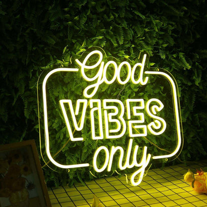 Good Vibes Only Yellow Led Neon Sign - Shineneon