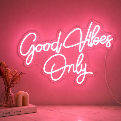 Good Vibes Script Bedroom Only LED Neon Sign main product image