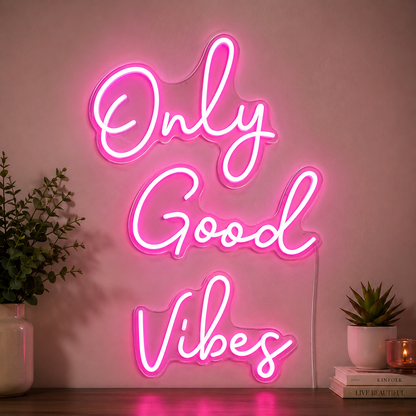 Good Vibes Script Bedroom Square LED Neon Sign Home Art main product image