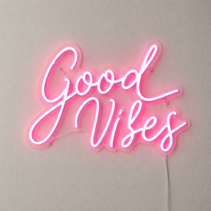 Good Vibes Script Bedroom Vertical LED Neon Sign Home Art main product image
