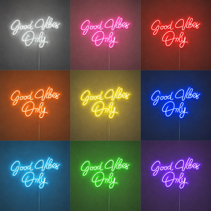 Good Vibes Script Bedroom Wall Art LED Neon Sign color grid