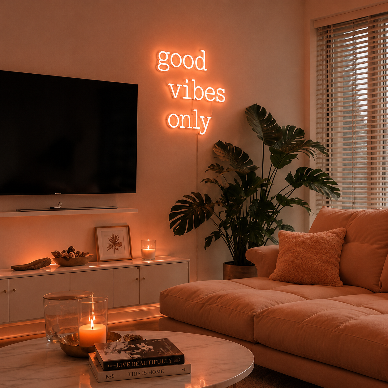 Good Vibes Script Living Room Vertical LED Neon Sign main product image
