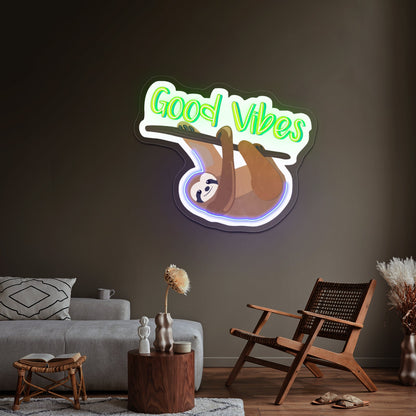 Good Vibes Sloth Neon Light For Room - Shineneon