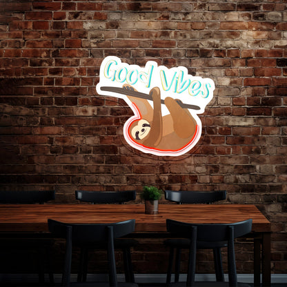 Good Vibes Sloth Neon Light For Room - Shineneon