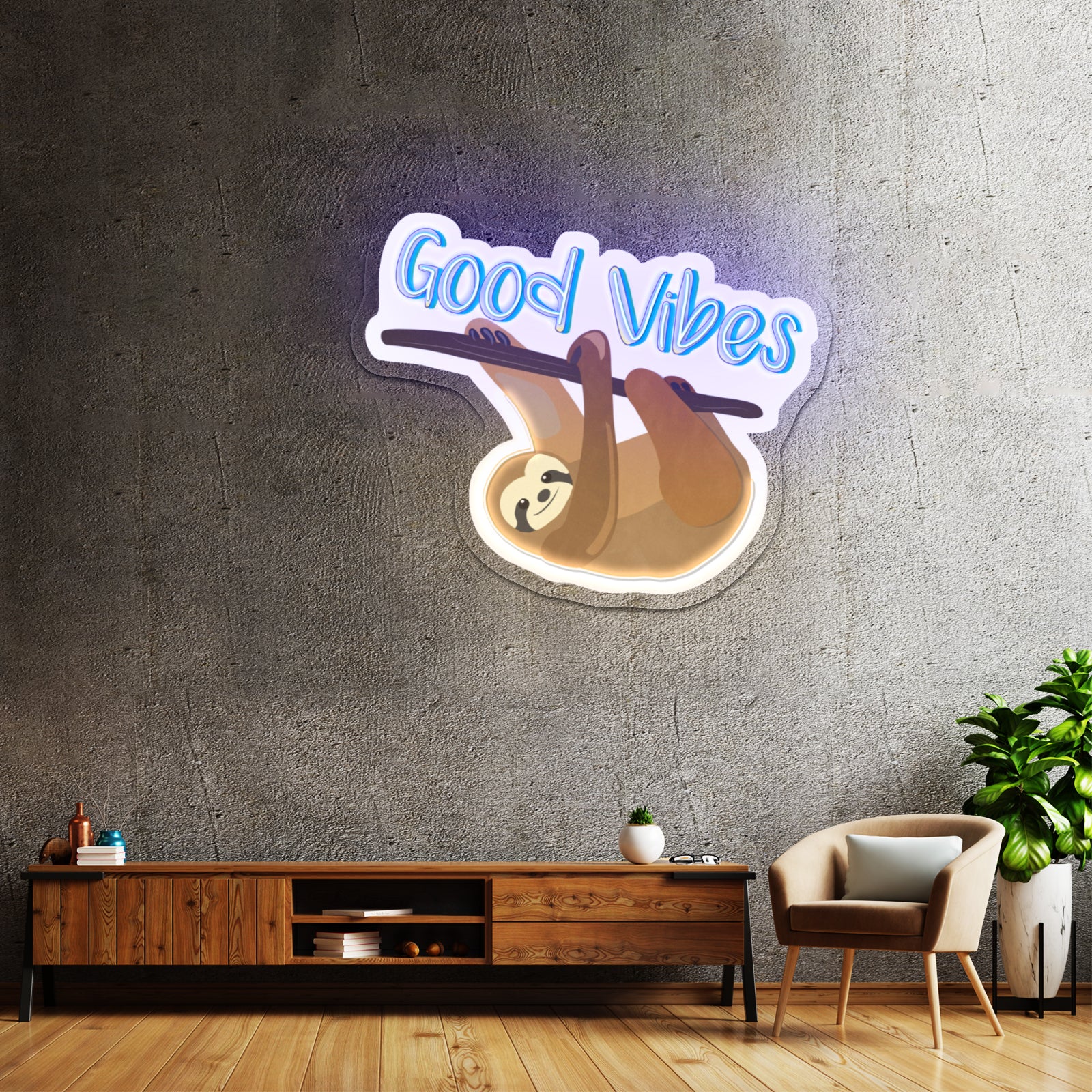 Good Vibes Sloth Neon Light For Room