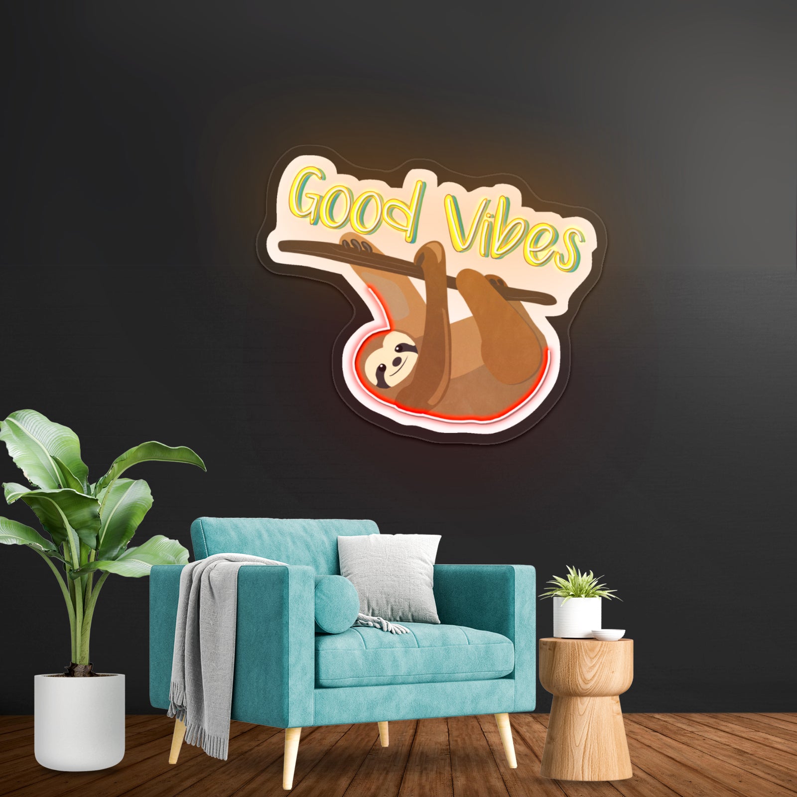 Good Vibes Sloth Neon Light For Room