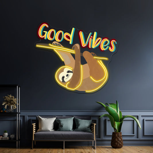 Good Vibes Sloth Neon Light For Room