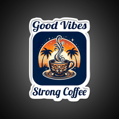 Good Vibes Strong Coffee Cafe Led Neon Sign Espresso Bar Art Rgb Color - Shineneon