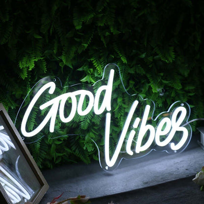 Good Vibes White Custom Led Neon Sign - Shineneon