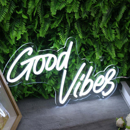 Good Vibes White Custom Led Neon Sign - Shineneon