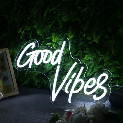 Good Vibes White Custom Led Neon Sign - Shineneon