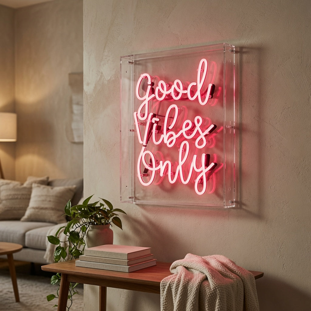 Good Vibes Word Wall Light LED Neon Sign - 03 Real Lifestyle Scene